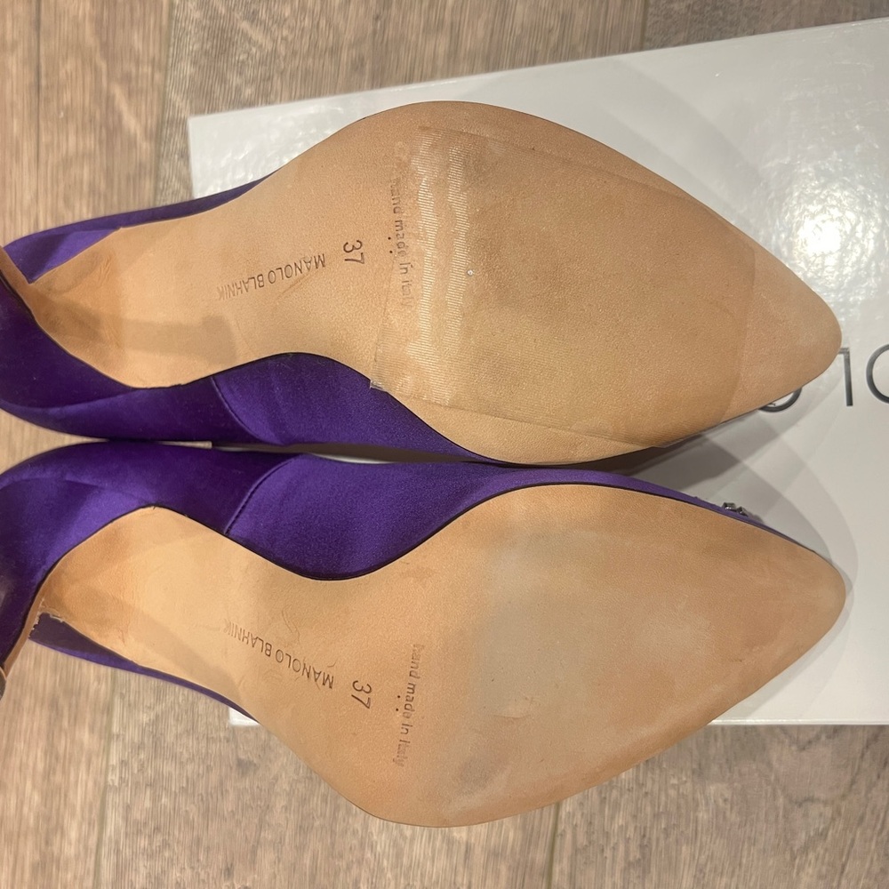 Manolo Blahnik Purple Heels with Embellished Buckle - Picture 6 of 6